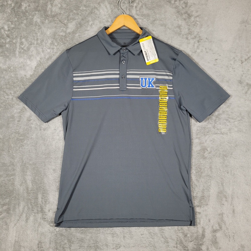 Kentucky Wildcats Polo Shirt Mens Medium Gray Top Of The World Short Sleeve NWT